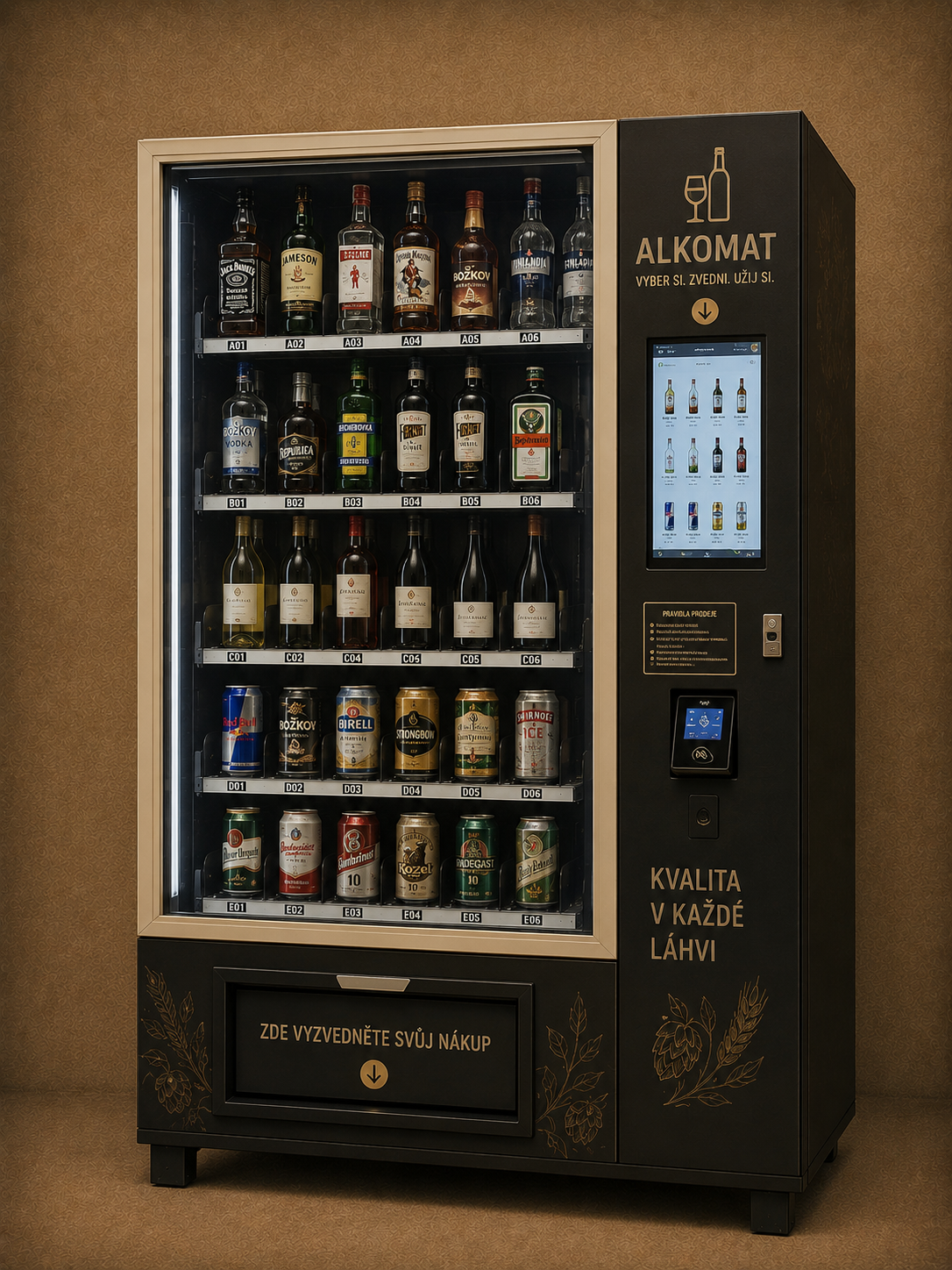 Automat na alkohol – lahve, víno a prémiové nápoje