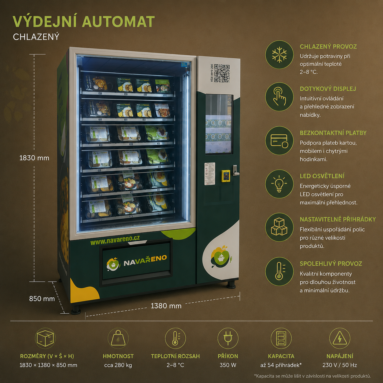 Technické parametry výdejního automatu